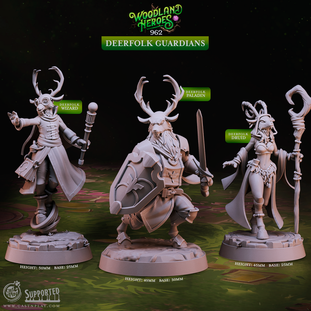 Deerfolk Guardians | Cast n Play | Woodland Heroes | NPCs | RESIN | Fantasy | Horror | RPG | Gaming Miniatures | Monster Model | Fey (Copy) (Copy) (Copy) (Copy)