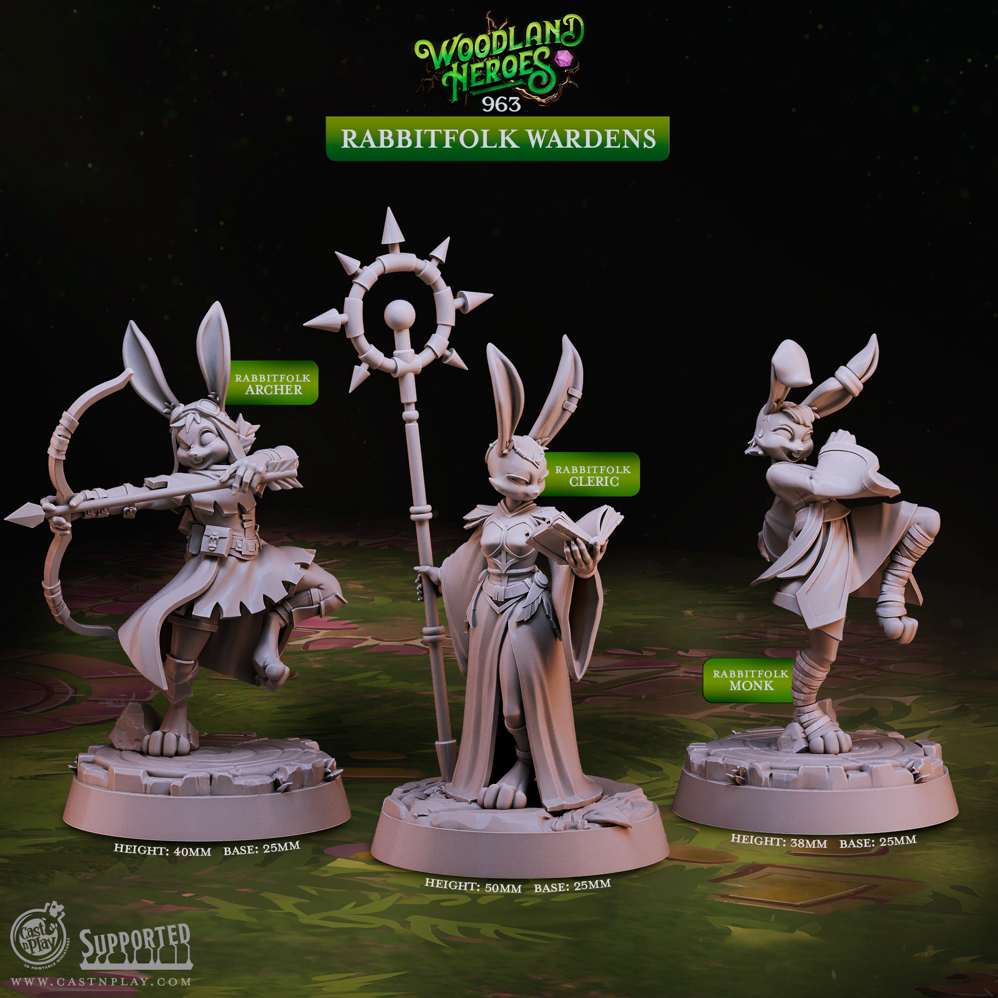 Rabbitfolk Wardens | Cast n Play | Woodland Heroes | NPCs | RESIN | Fantasy | Horror | RPG | Gaming Miniatures | Monster Model | Fey (Copy) (Copy) (Copy) (Copy) (Copy) (Copy)