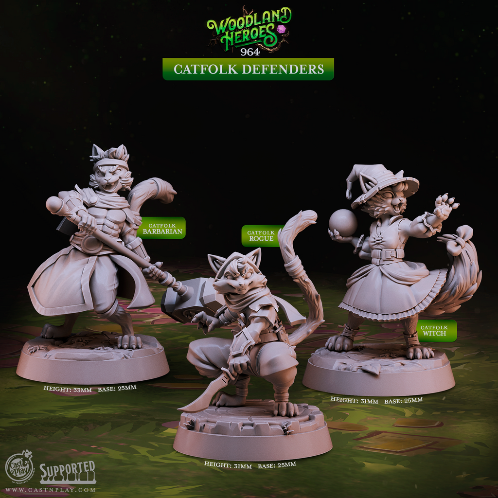 Catfolk Defenders | Cast n Play | Woodland Heroes | NPCs | RESIN | Fantasy | Horror | RPG | Gaming Miniatures | Monster Model | Fey (Copy) (Copy) (Copy)