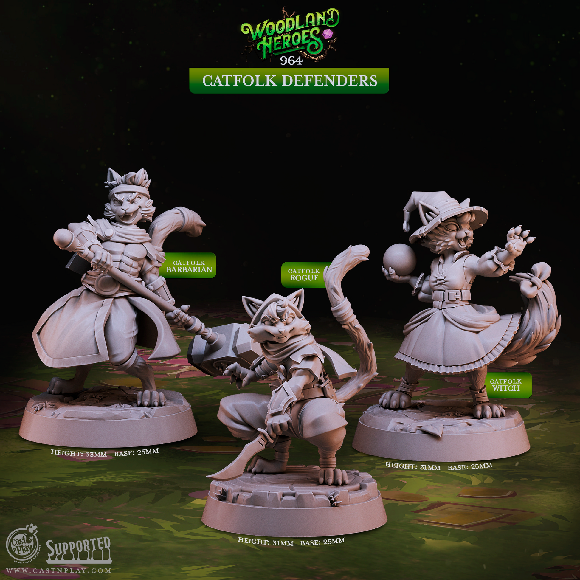 Catfolk Defenders | Cast n Play | Woodland Heroes | NPCs | RESIN | Fantasy | Horror | RPG | Gaming Miniatures | Monster Model | Fey (Copy) (Copy) (Copy)