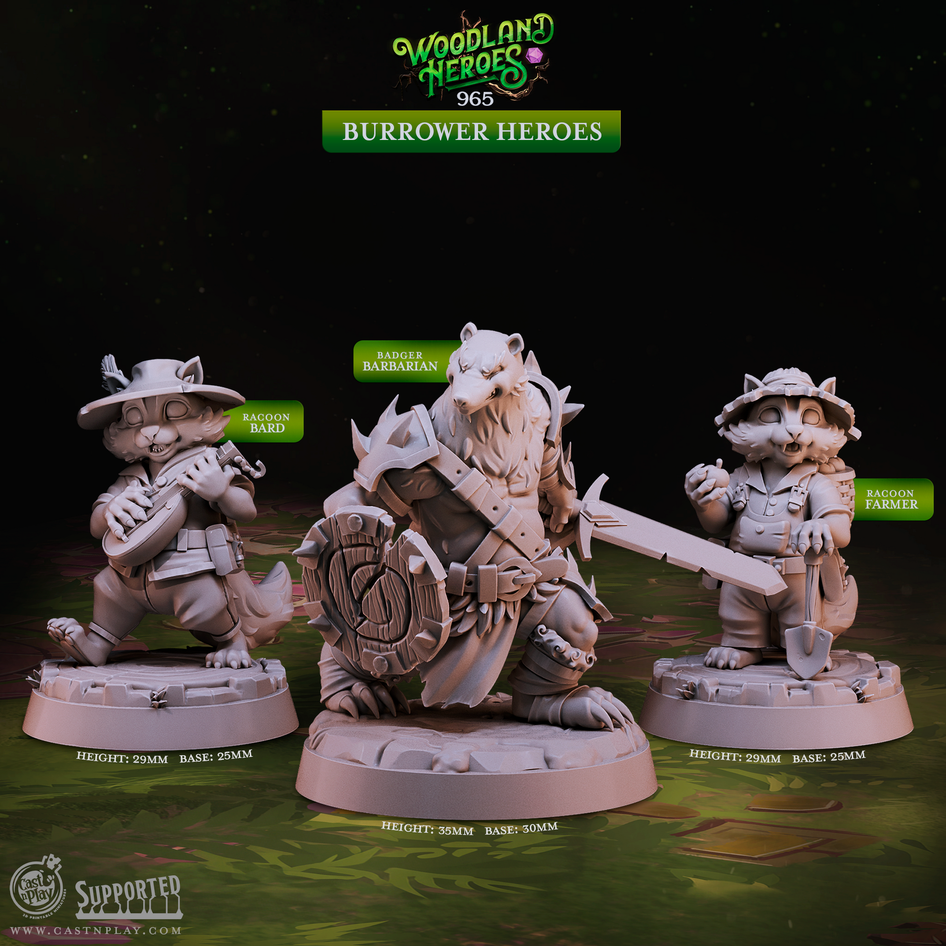 Burrower Heroes | Cast n Play | Woodland Heroes | NPCs | RESIN | Fantasy | Horror | RPG | Gaming Miniatures | Monster Model | Fey (Copy) (Copy)