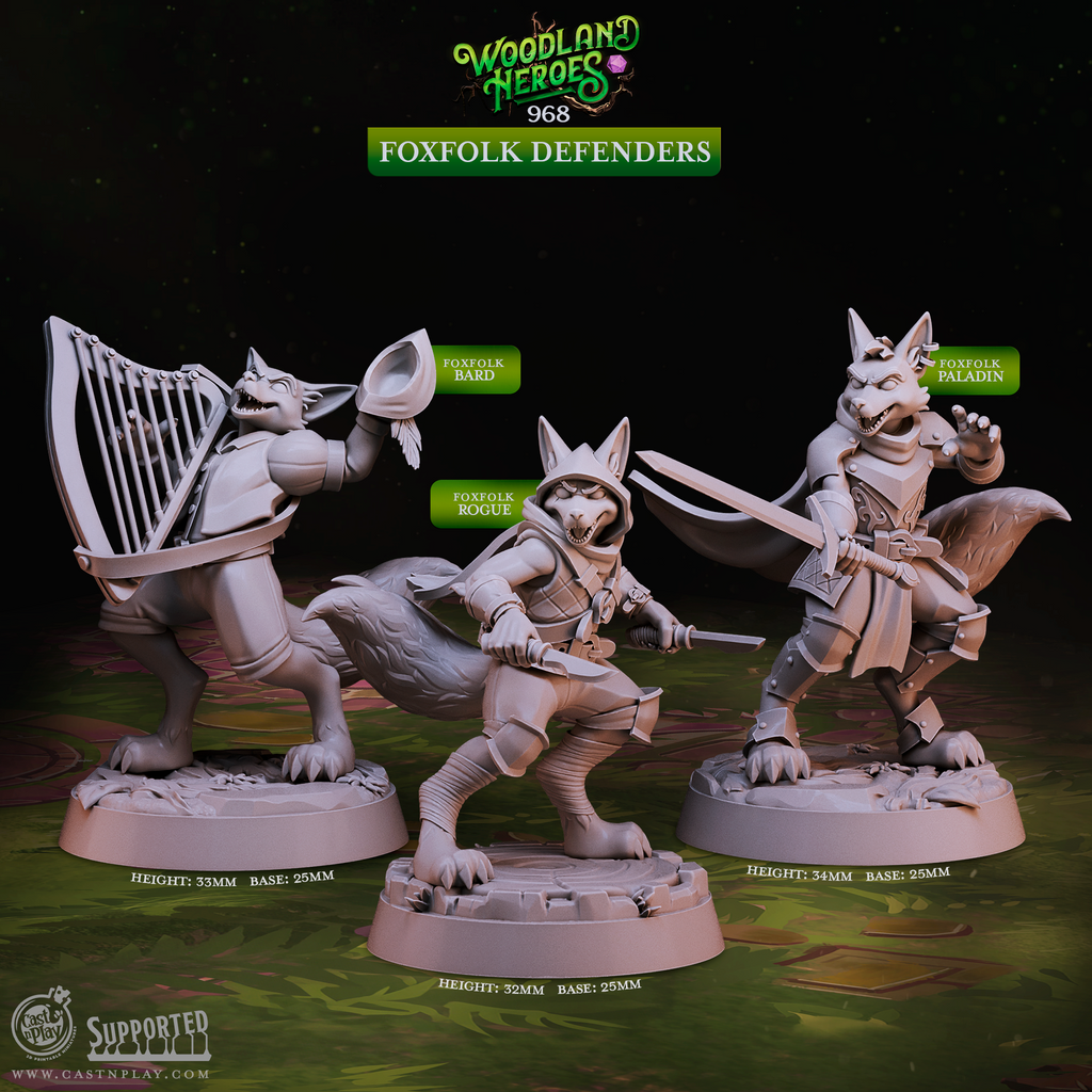 Foxfolk Defenders | Cast n Play | Woodland Heroes | NPCs | RESIN | Fantasy | Horror | RPG | Gaming Miniatures | Monster Model | Fey (Copy) (Copy) (Copy) (Copy) (Copy)