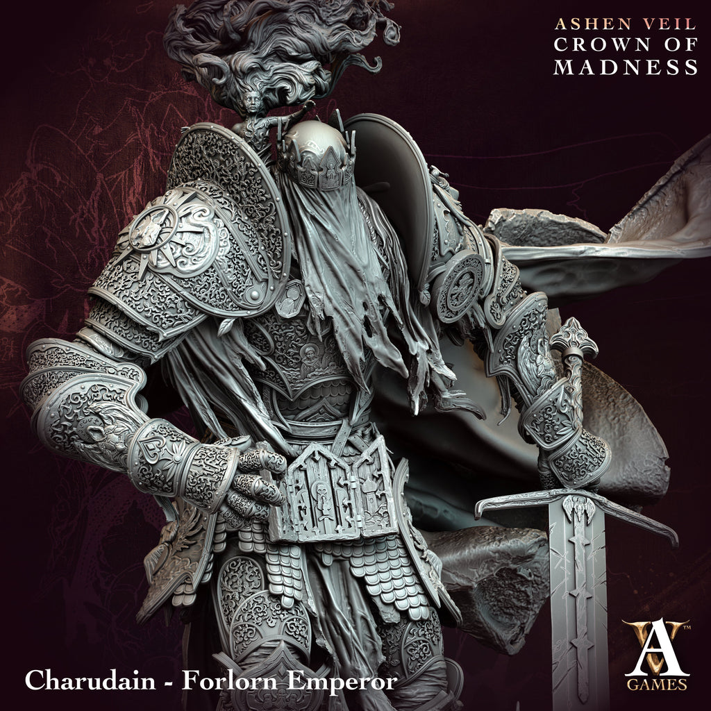 Charudain - Forlorn Emperor | Archvillain Games | Ashen Veil - Crown of Madness | Resin | Sci-Fi | DnD | RPG | Tabletop | Miniature | BBEG