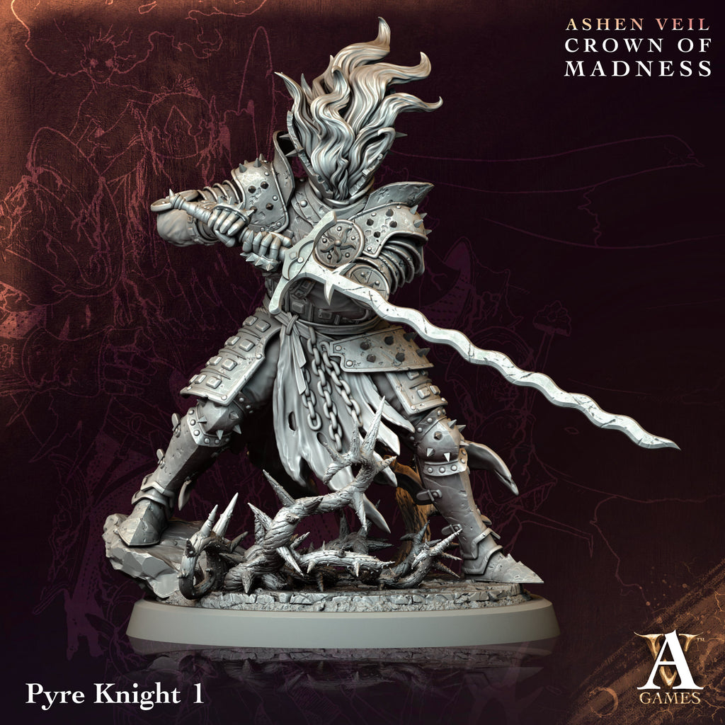 Pyre Knight | Archvillain Games | Ashen Veil - Crown of Madness | Resin | Sci-Fi | DnD | RPG | Tabletop | Miniature | Monster
