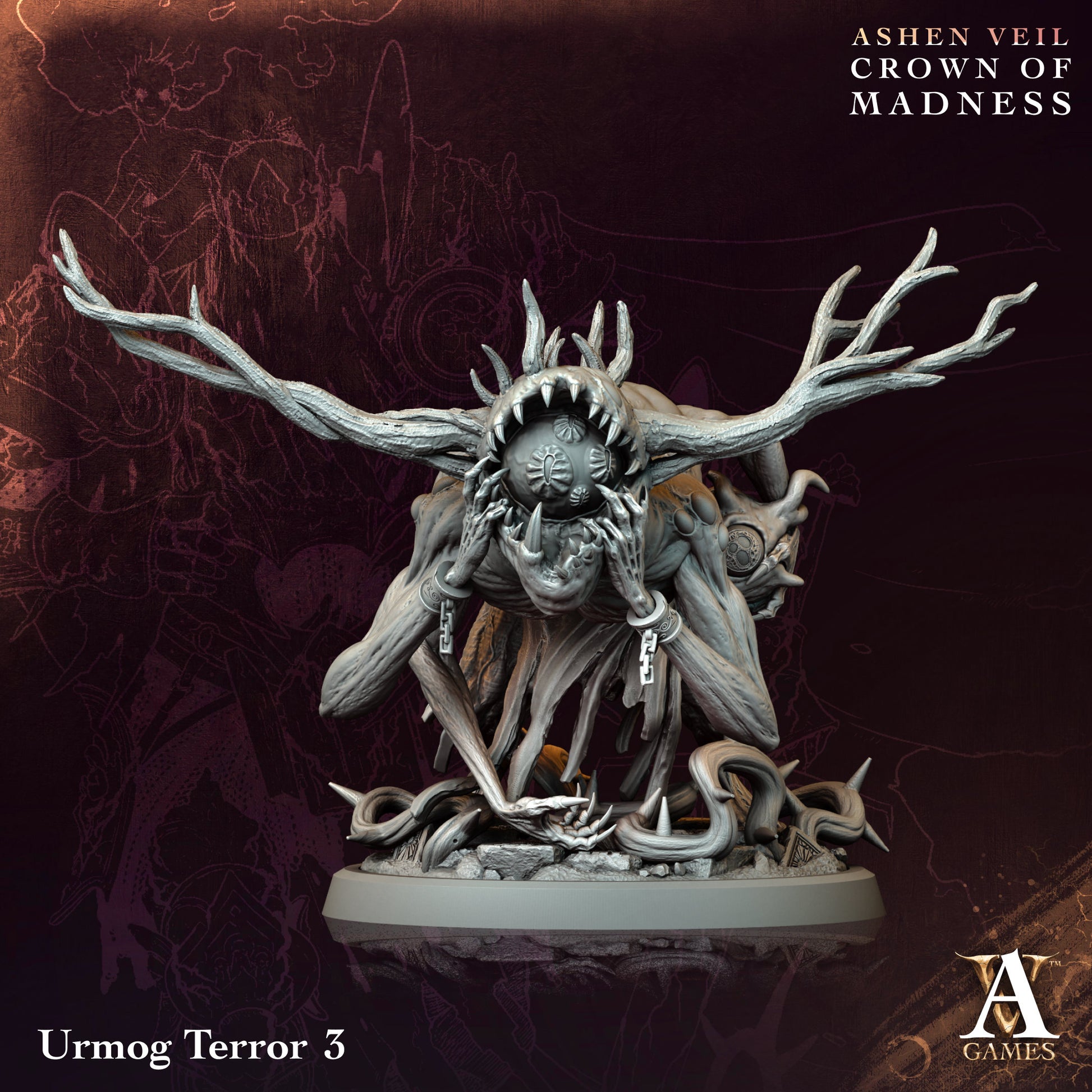 Urmog Terror | Archvillain Games | Ashen Veil - Crown of Madness | Resin | Sci-Fi | DnD | RPG | Tabletop | Miniature | Monster
