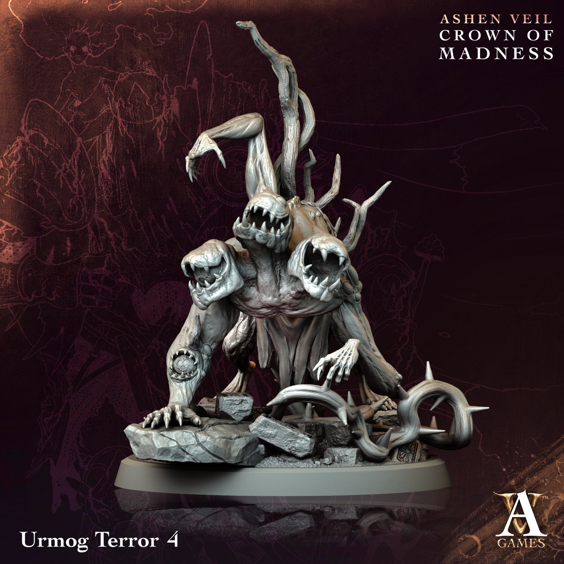Urmog Terror | Archvillain Games | Ashen Veil - Crown of Madness | Resin | Sci-Fi | DnD | RPG | Tabletop | Miniature | Monster