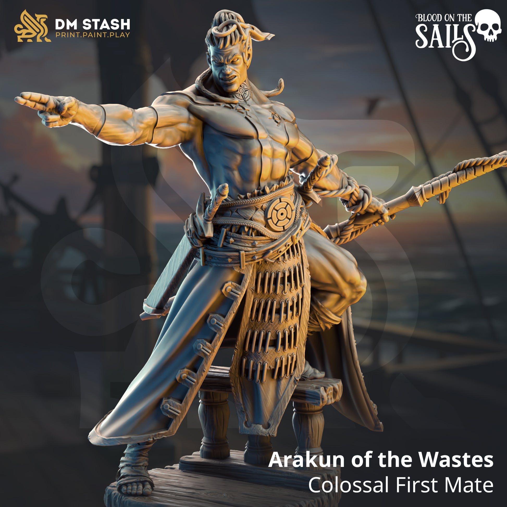 Arakun of the Wastes - Colossal First Mate | DM Stash | Blood on the Sails | Fantasy | DnD | RPG | Tabletop | Gaming | Miniatures | Dukes Executioner | Character Model