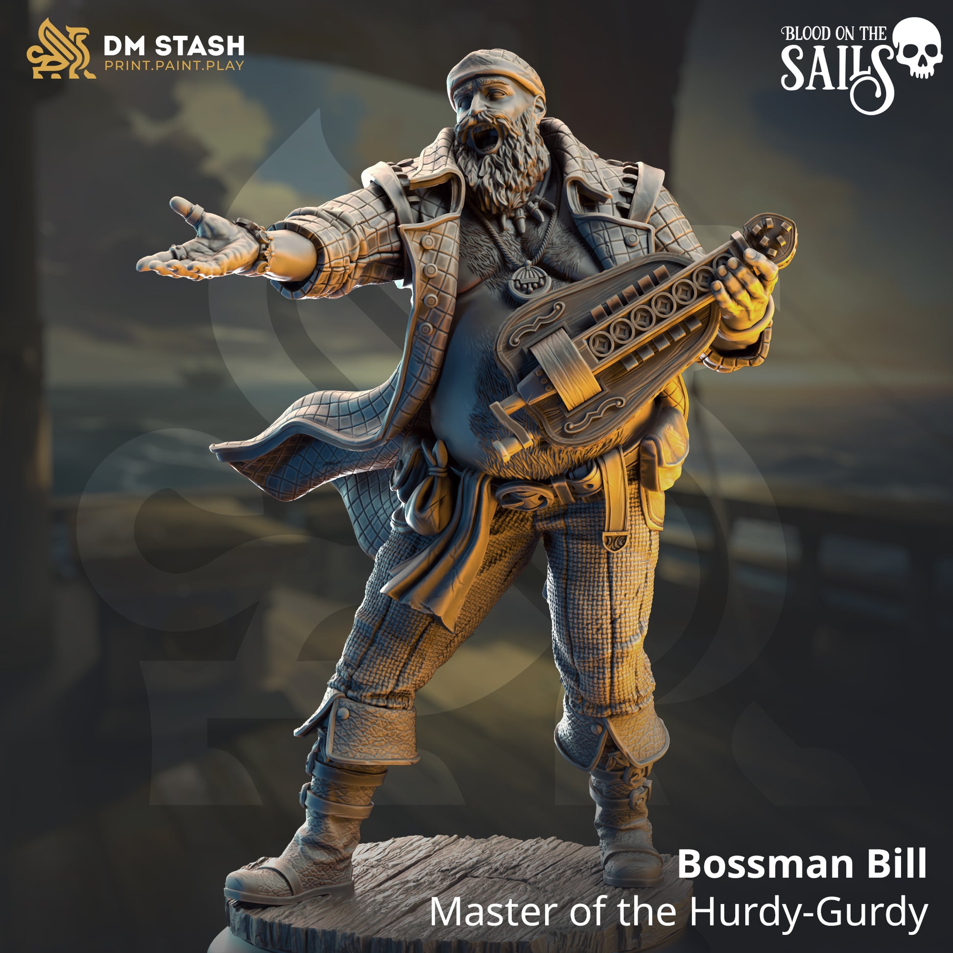Bossman Bill - Master of the Hurdy-Gurdy | DM Stash | Blood on the Sails | Fantasy | DnD | RPG | Tabletop | Gaming | Miniatures | Dukes Executioner | Character Model