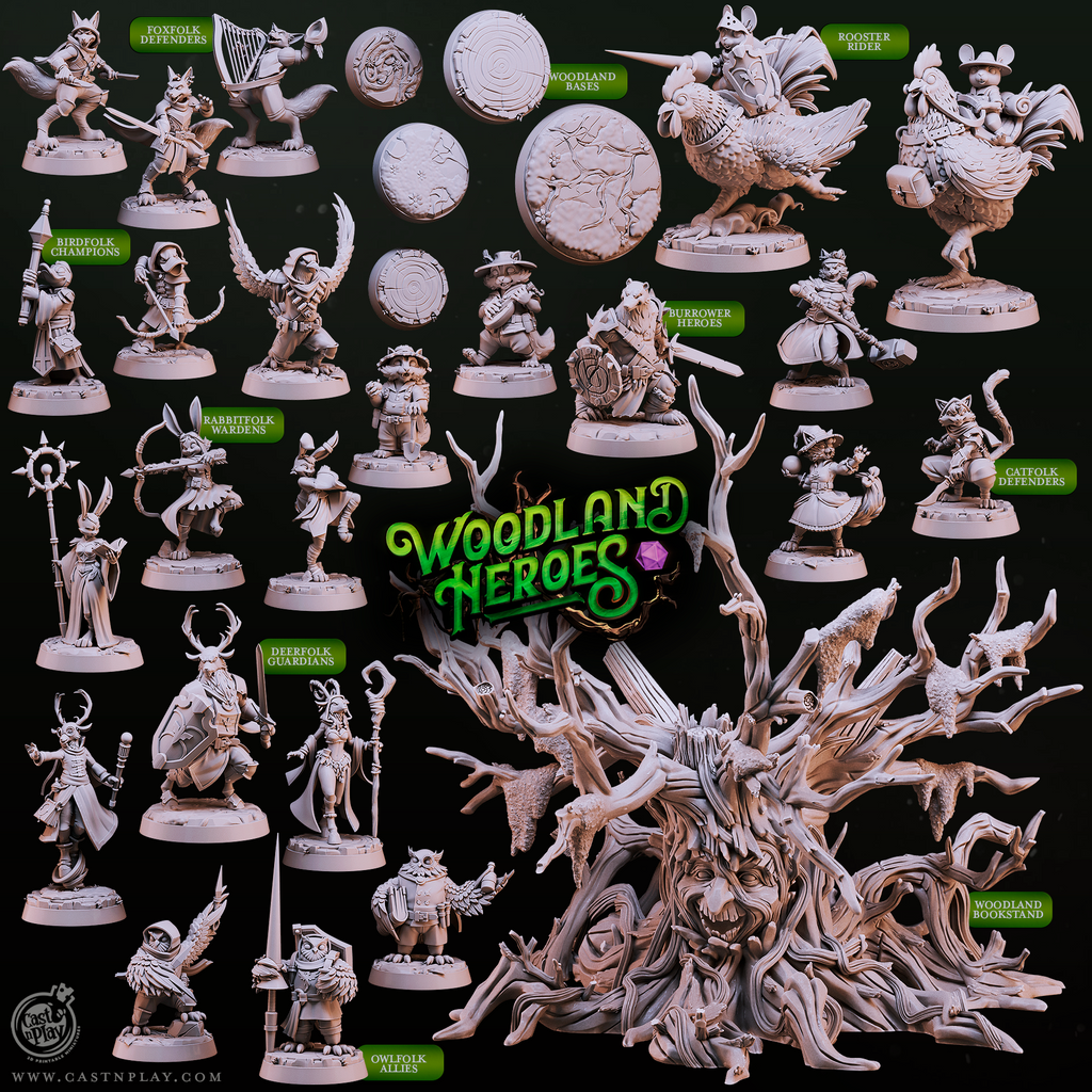 Birdfolk Champions | Cast n Play | Woodland Heroes | NPCs | RESIN | Fantasy | Horror | RPG | Gaming Miniatures | Monster Model | Fey (Copy)