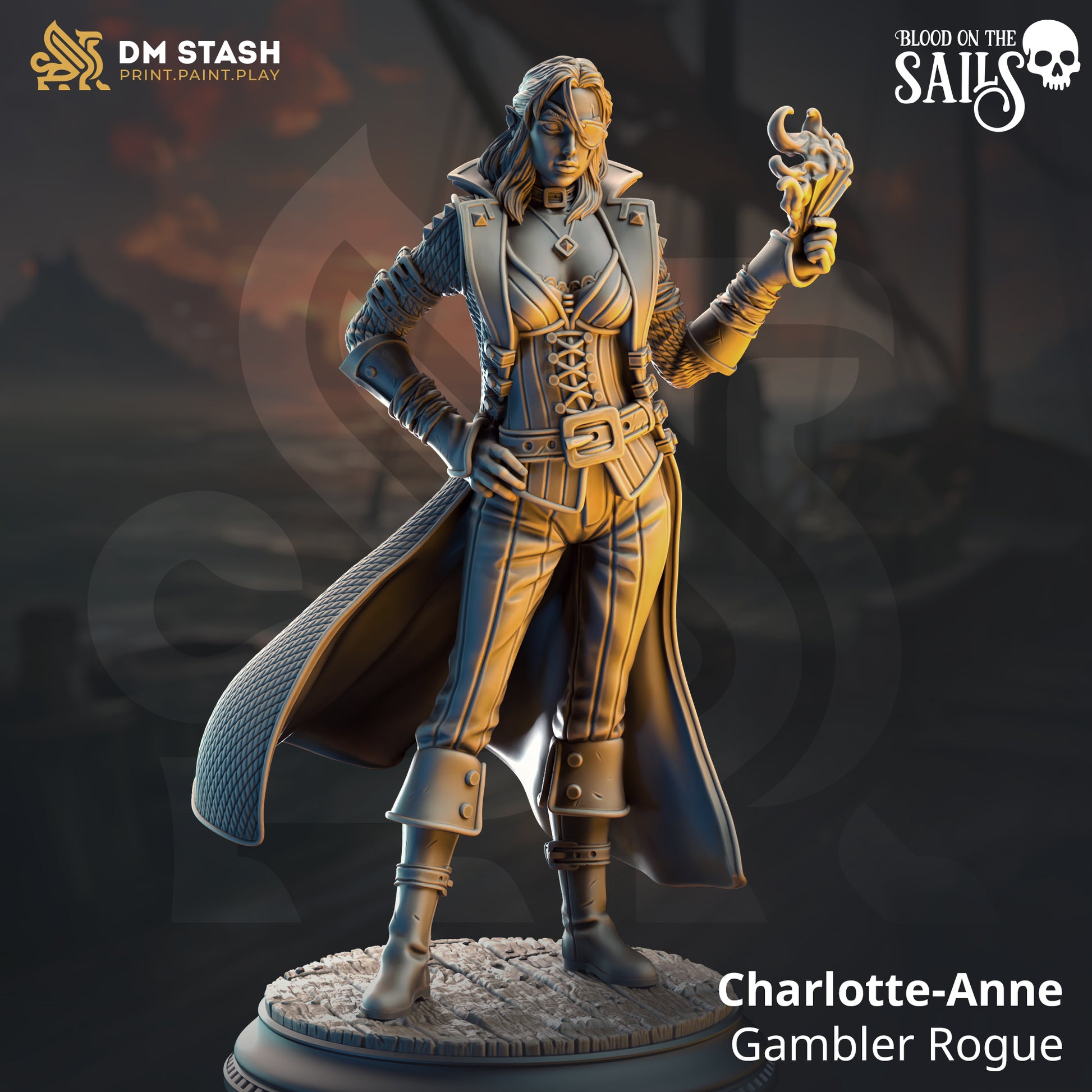 Charlotte-Anne - Gambler Rogue | DM Stash | Blood on the Sails | Fantasy | DnD | RPG | Tabletop | Gaming | Miniatures | Dukes Executioner | Character Model