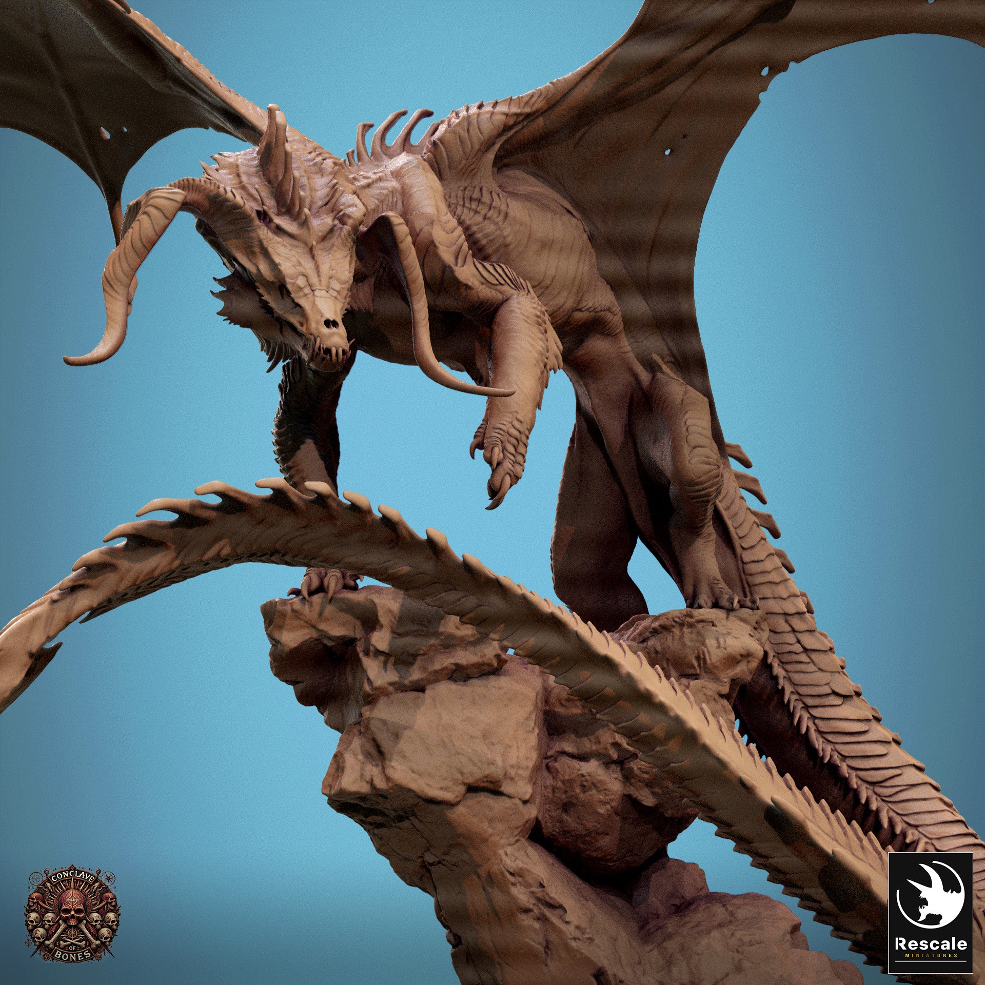 Black Dragon Stand | Rescale Miniature | Conclave of Bones | RESIN | Fantasy | DnD | RPG Tabletop | Miniature | Dragon | BBEG