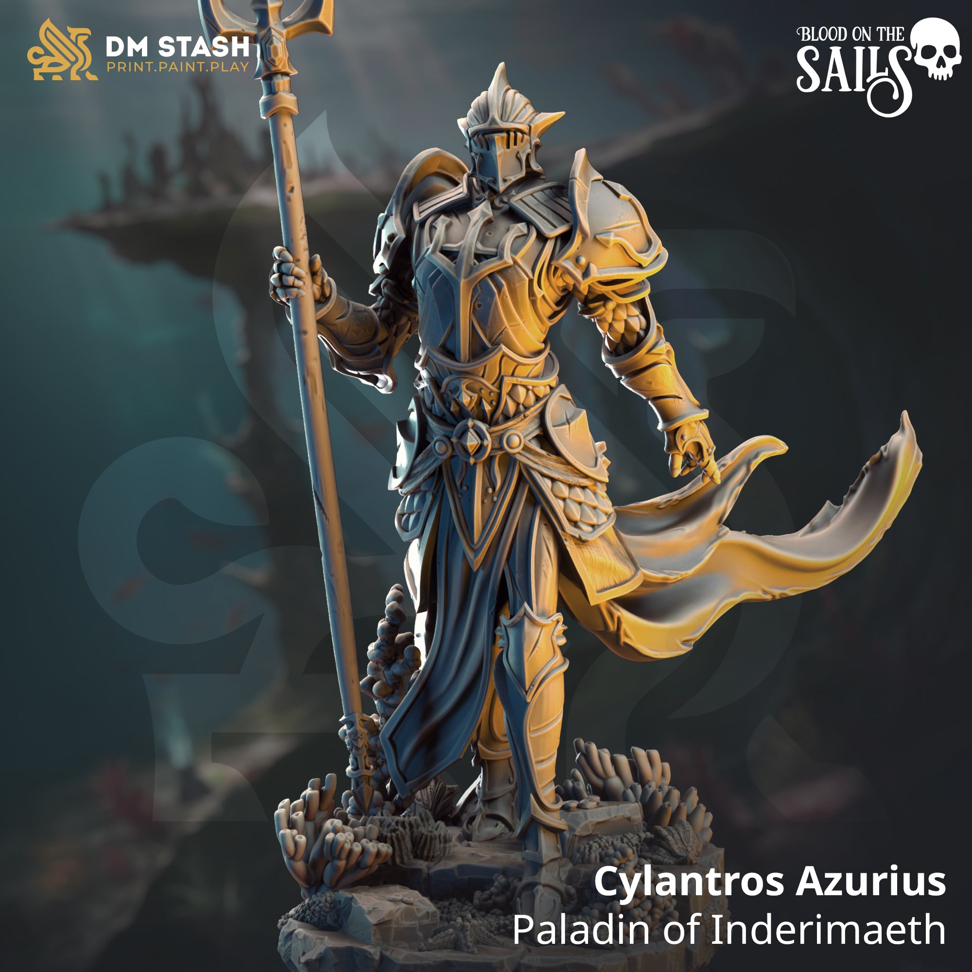 Cylantros Azurius - Paladin of Inderimaeth | DM Stash | Blood on the Sails | Fantasy | DnD | RPG | Tabletop | Gaming | Miniatures | Dukes Executioner | Character Model