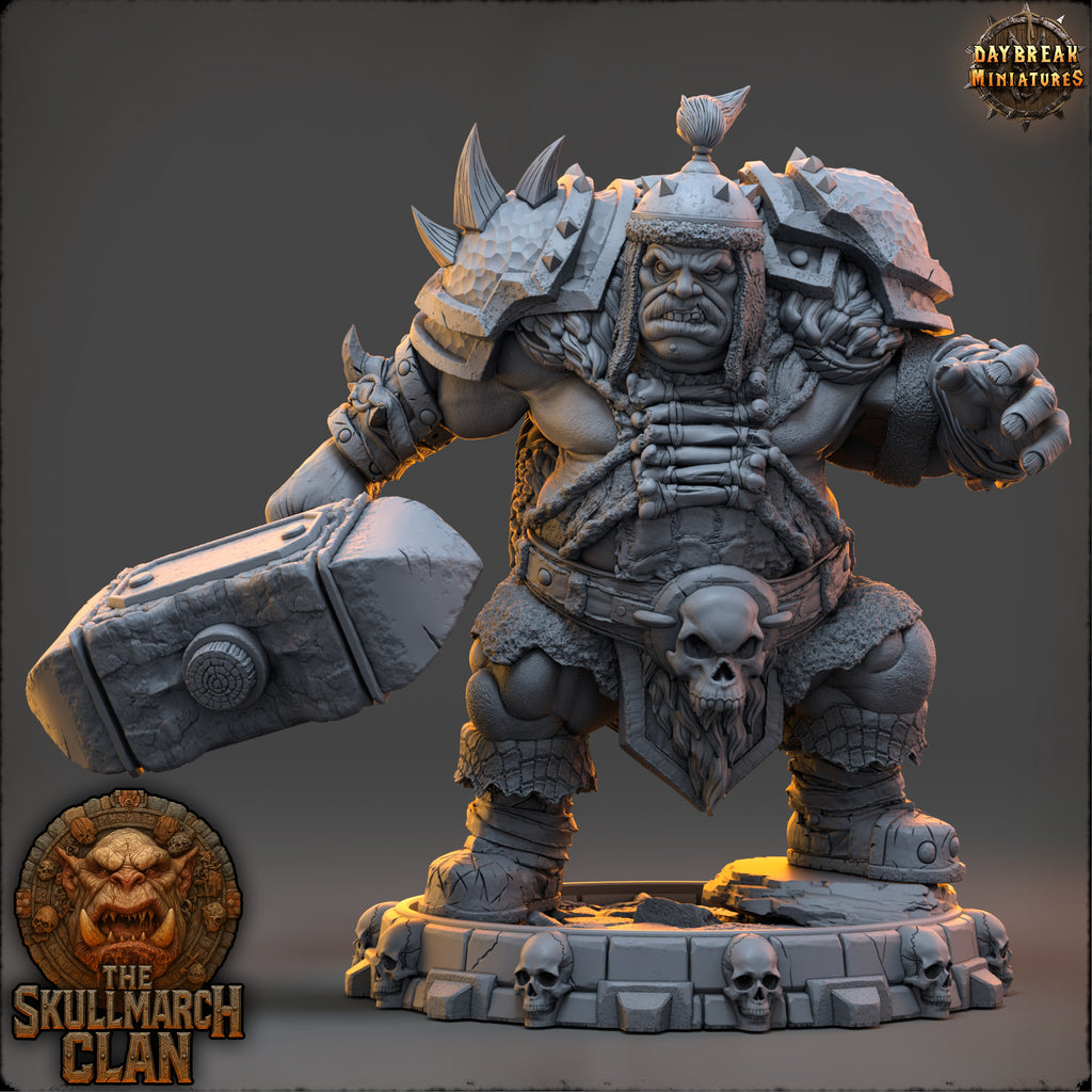 Drunthar Warcaller | Daybreak Miniatures | The Skullmarch Clan | RESIN| Fantasy | Horror| Wargaming | RPG | DnD | Gaming Miniature | Ogre