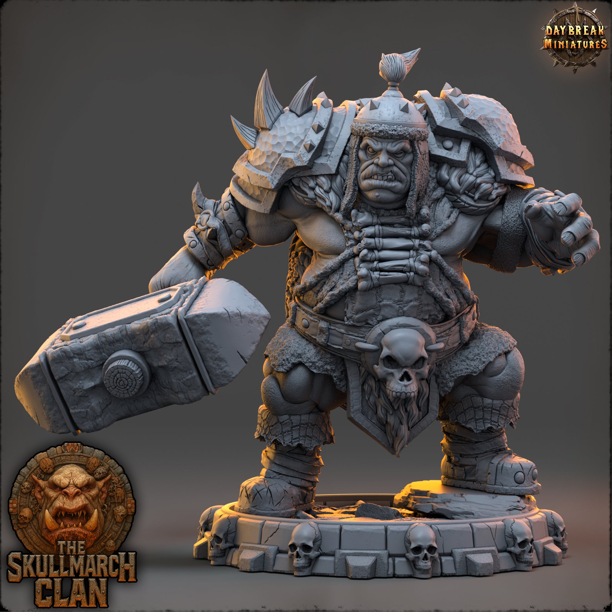Drunthar Warcaller | Daybreak Miniatures | The Skullmarch Clan | RESIN| Fantasy | Horror| Wargaming | RPG | DnD | Gaming Miniature | Ogre