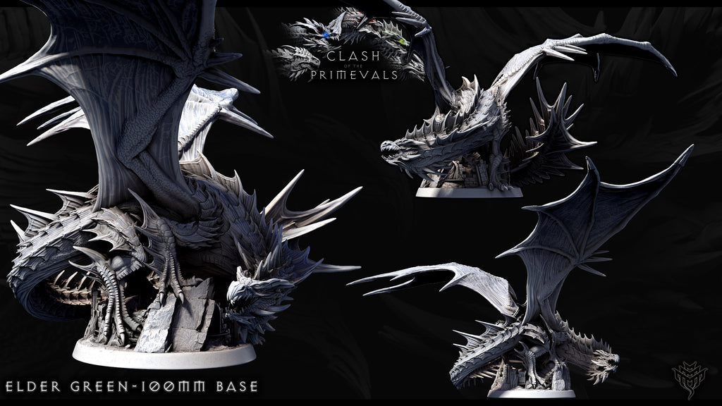 Elder Green Dragon | Mini Monster Mayhem | Elder Dragons | RESIN | Fantasy | Horror | Wargaming | RPG | Gaming | Elder Dragon