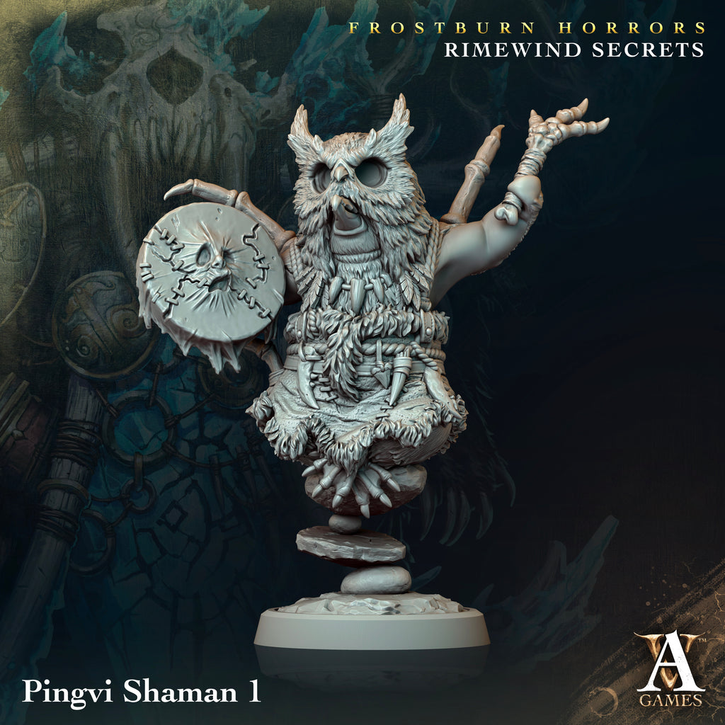 Pingvi Shaman | Archvillain Games | Frostburn Horrors - Rimewind Secrets | Fantasy | DnD | RPG | Tabletop | Gaming | Miniature | Beast Model