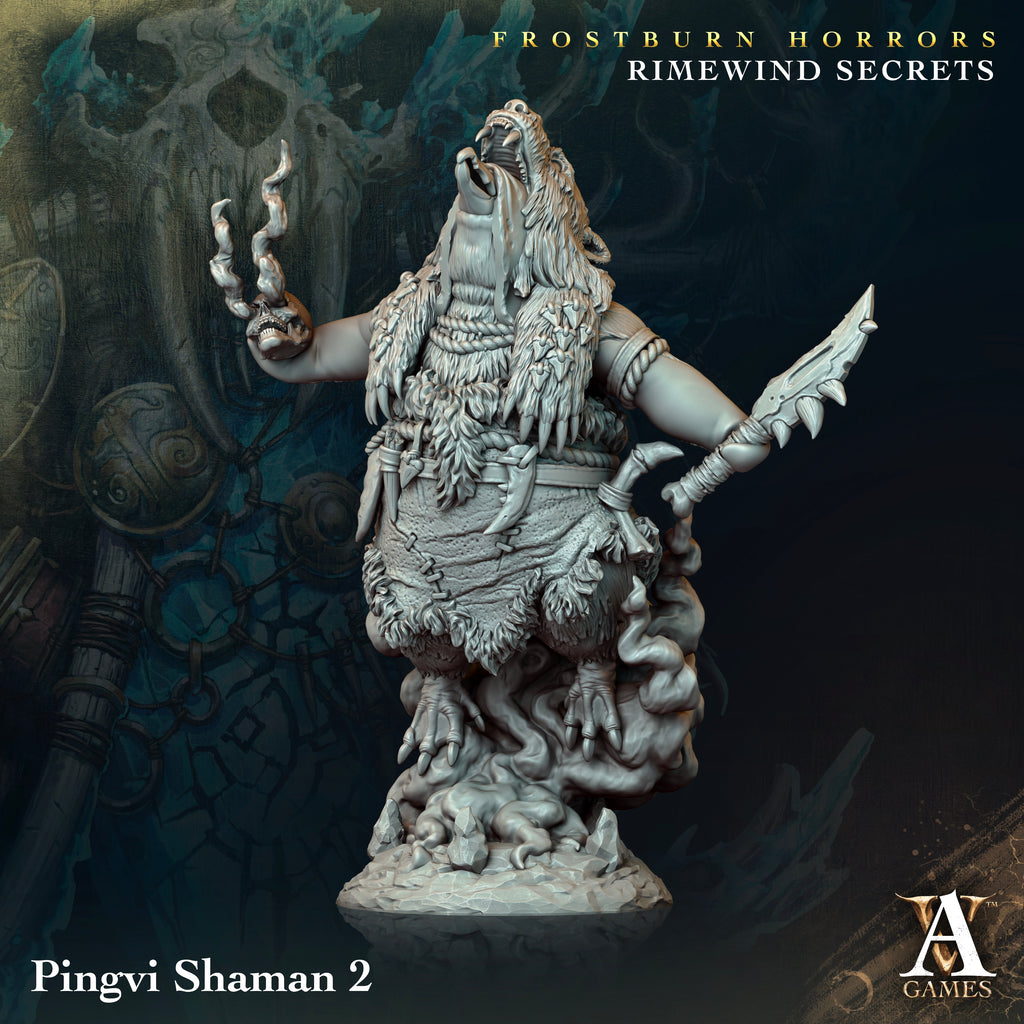 Pingvi Shaman | Archvillain Games | Frostburn Horrors - Rimewind Secrets | Fantasy | DnD | RPG | Tabletop | Gaming | Miniature | Beast Model