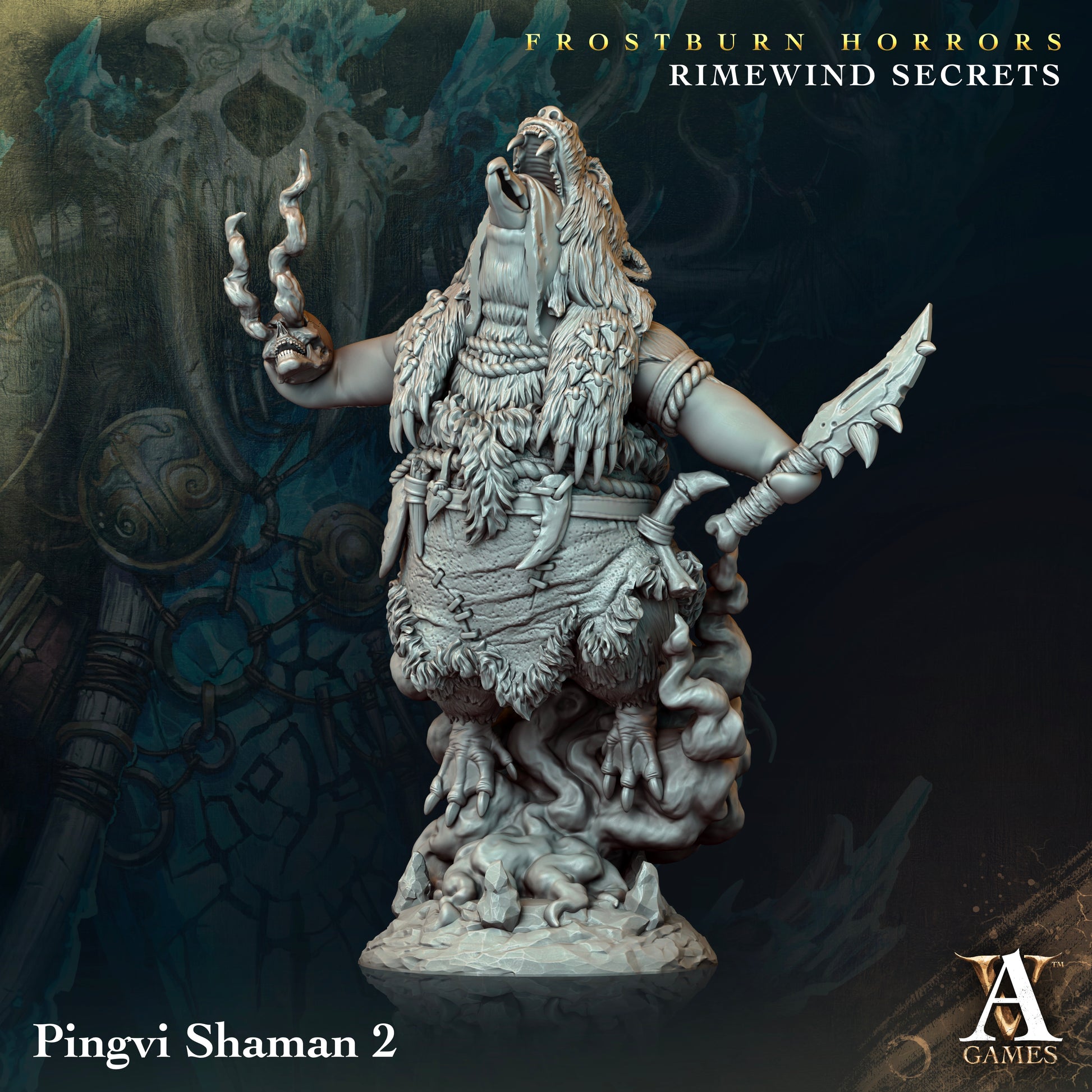 Pingvi Shaman | Archvillain Games | Frostburn Horrors - Rimewind Secrets | Fantasy | DnD | RPG | Tabletop | Gaming | Miniature | Beast Model