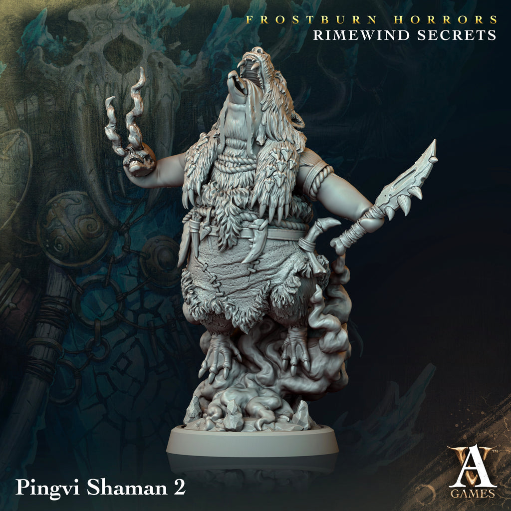 Pingvi Shaman | Archvillain Games | Frostburn Horrors - Rimewind Secrets | Fantasy | DnD | RPG | Tabletop | Gaming | Miniature | Beast Model