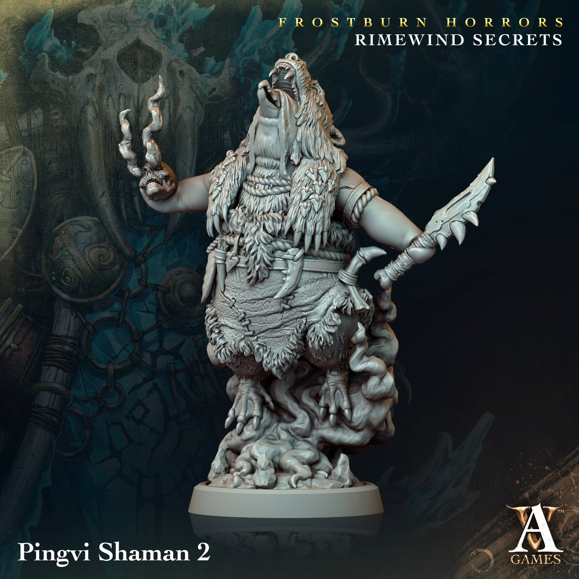 Pingvi Shaman | Archvillain Games | Frostburn Horrors - Rimewind Secrets | Fantasy | DnD | RPG | Tabletop | Gaming | Miniature | Beast Model