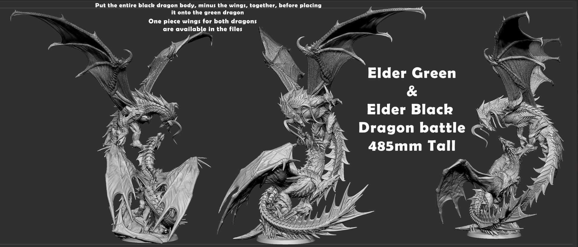 Elder Black Dragon vs Elder Green Dragon Fight Diorama | Mini Monster Mayhem | Elder Dragons | RESIN | Fantasy | Horror | Wargaming | RPG | Gaming | Elder Dragon