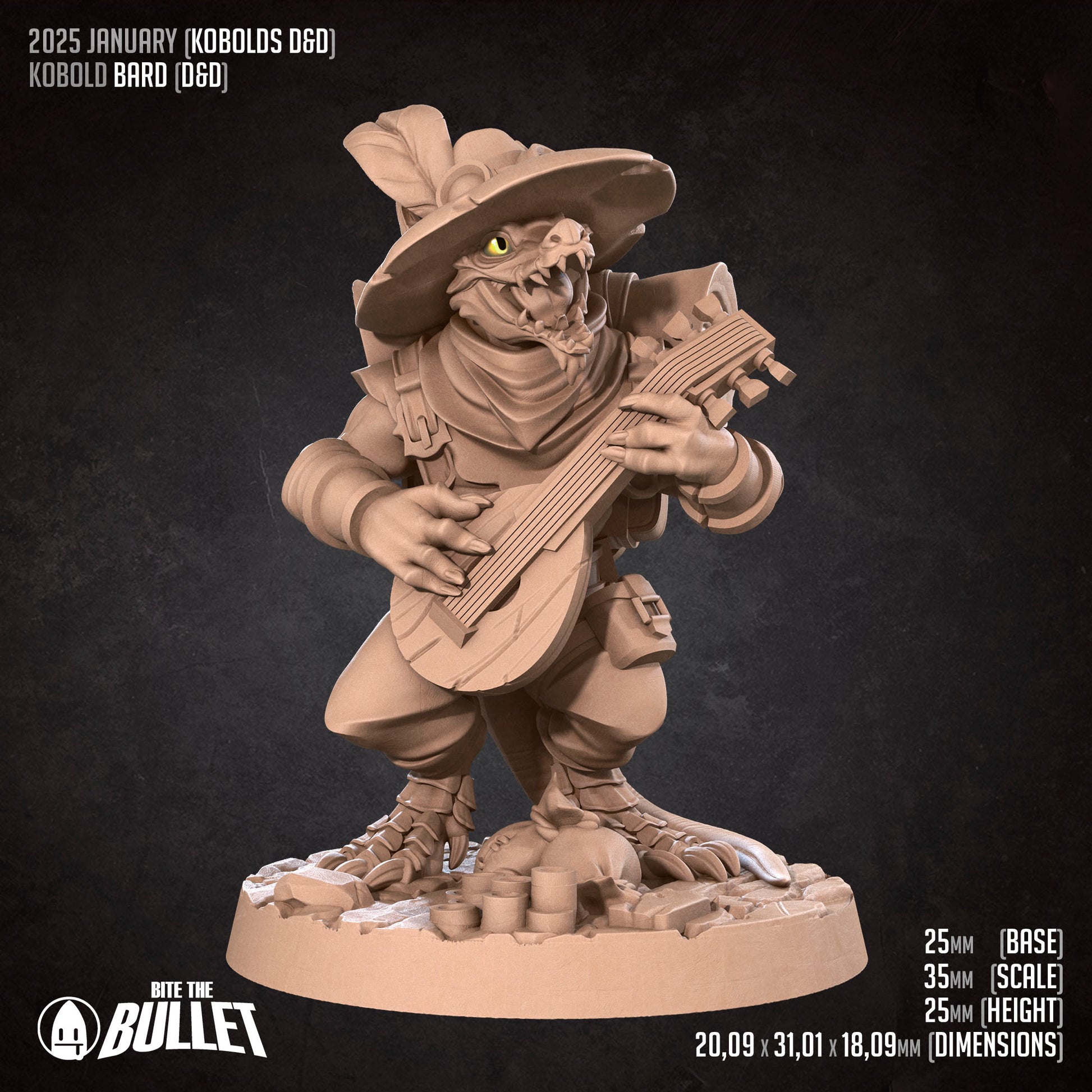 Kobold Bard | Bite the Bullet | Kobolds D&D | RESIN | Fantasy | DnD | RPG | Tabletop | Gaming Miniatures | Character Model