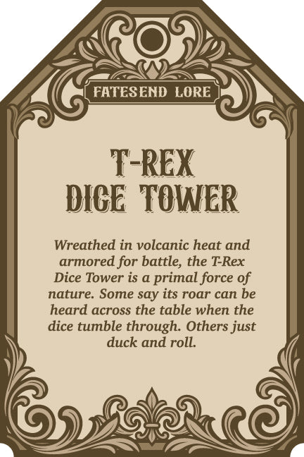 Warrior T-Rex Dice Tower | Fates End | Fantasy Tabletop RPGs | Roleplay Gaming Miniatures | Tyrannosaurus Dice Roller