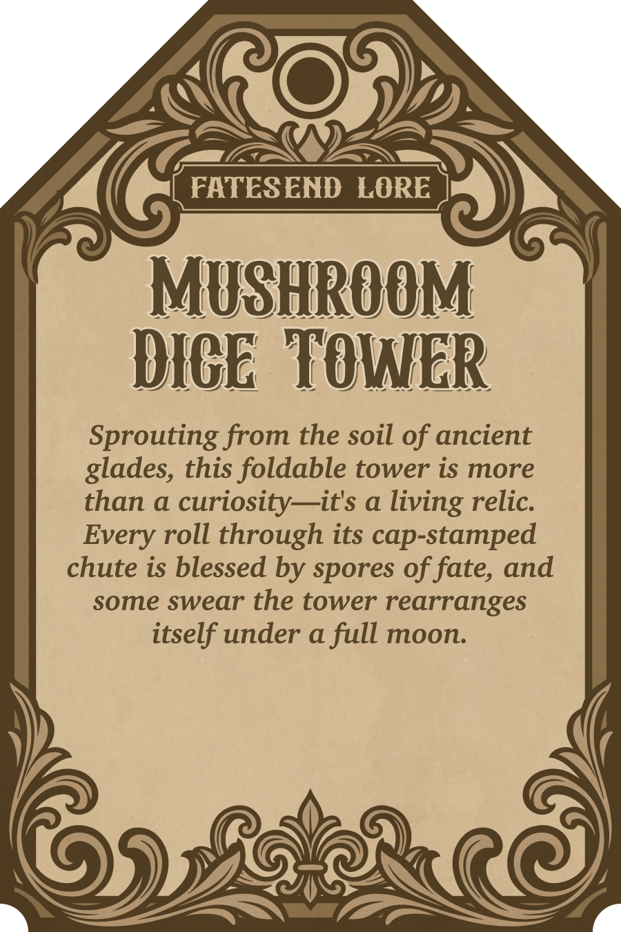 Mushroom Folding Dice Tower | Fates End |  Fantasy | DnD | RPG | Tabletop Roleplay Gaming | Gamer Gift | Myconid