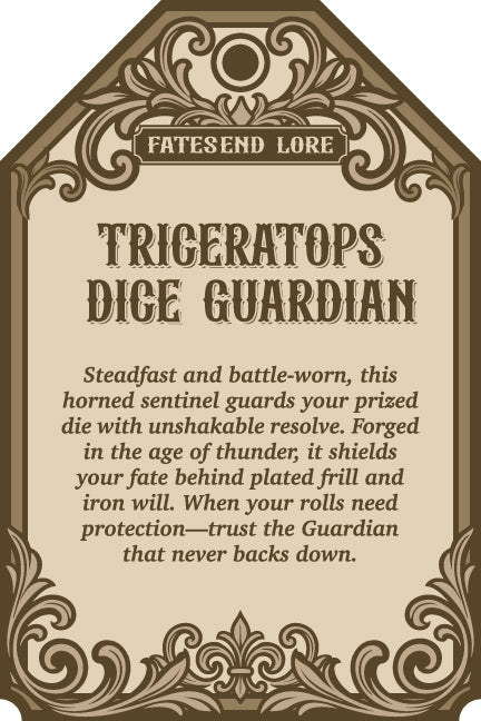 Triceratops War Mount Dice Guardian or Jail | Fates End | 3D Print | Fantasy | Gamer Gift