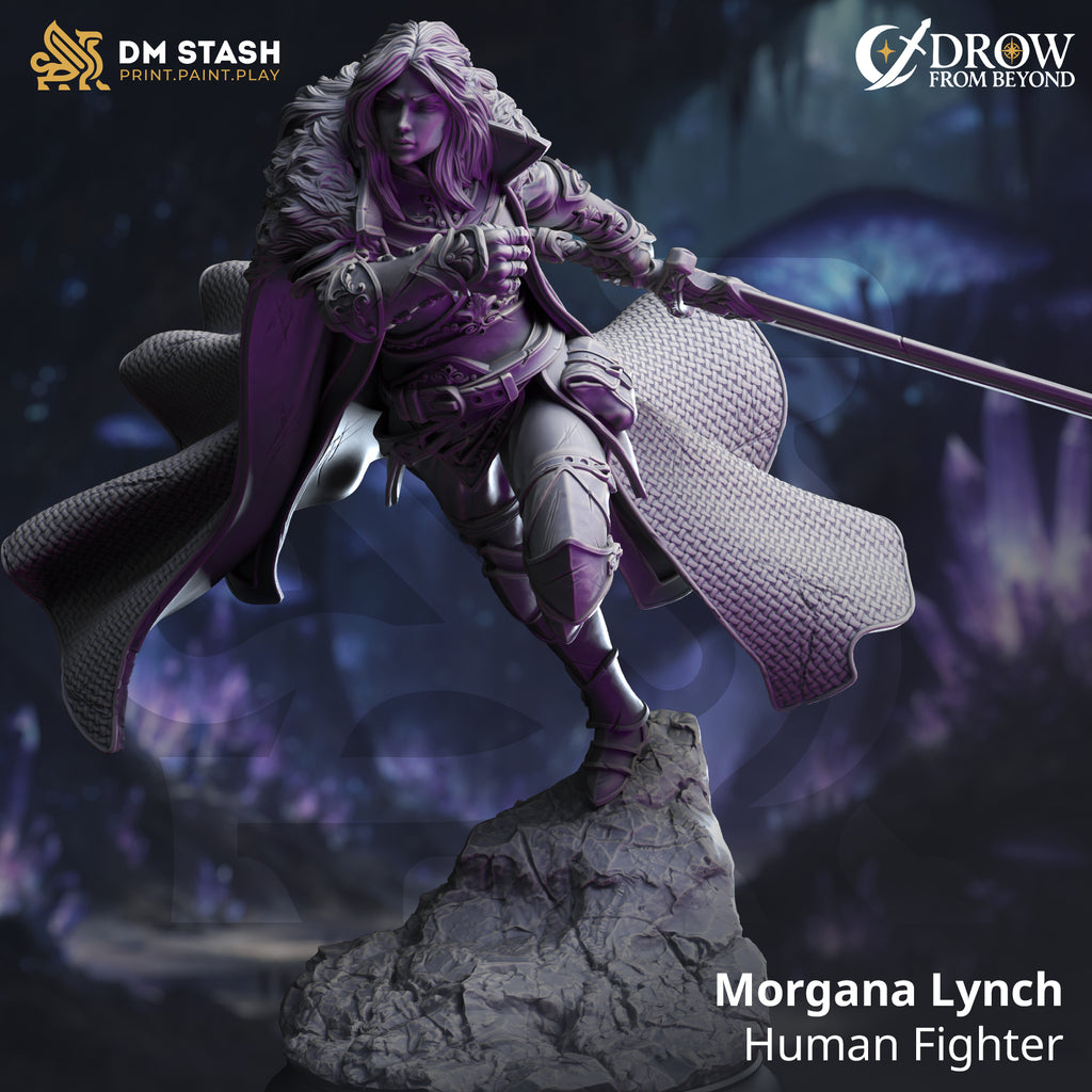 Morgana Lynch - Human Fighter | DM Stash | Drow from Beyond | Fantasy | DnD | RPG | Tabletop | Gaming | Miniatures | Character Model