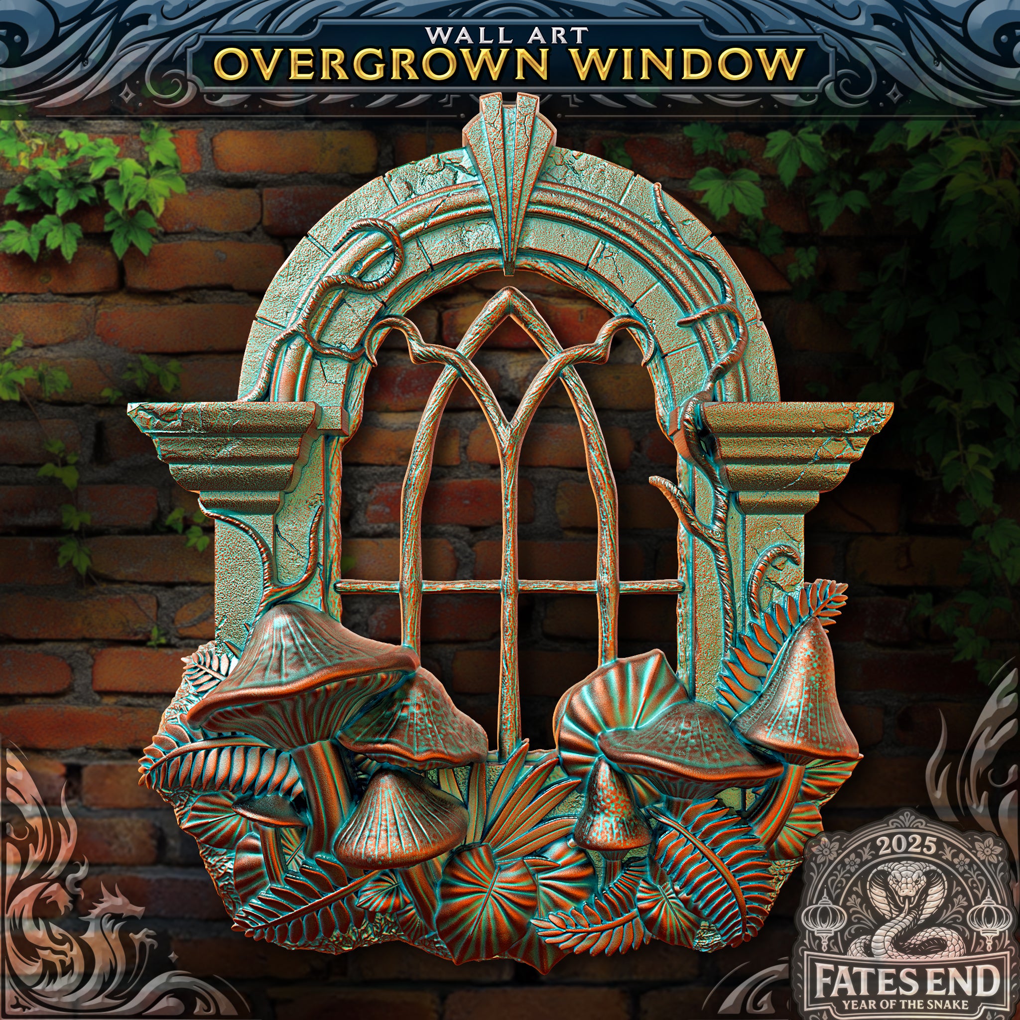 Overgrown Window Wall Art | Fates End | Fantasy | Gamer Gift | Wall Mounted | TTRPG Fan | Mushroom Window