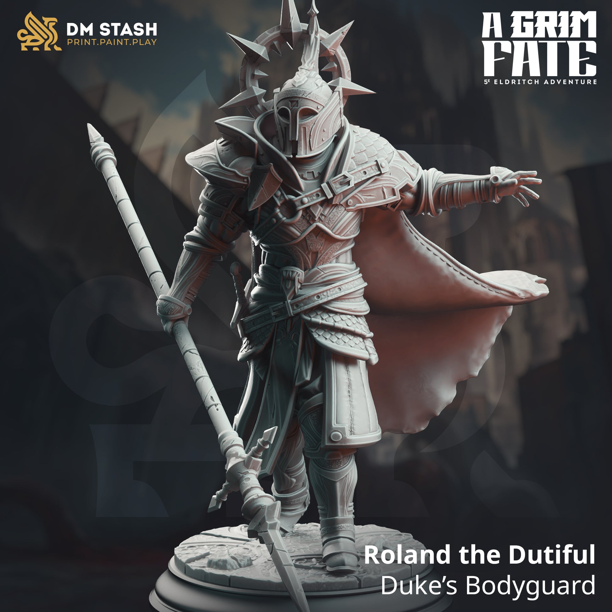 Roland the Dutiful | DM Stash | A Grim Fate | Fantasy | DnD | RPG | Tabletop | Gaming | Miniatures | Duke’s Bodyguard | Character Model