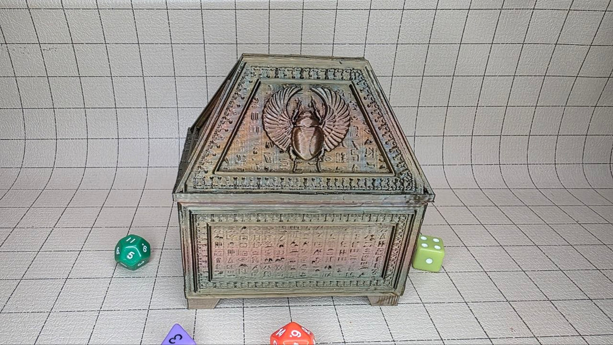 Scarab Relic Box - cards, dice, and minis | Fates End | Fantasy | DnD | RPG | Roleplay Gaming | MTG Magic Card Box | Gamer Gift