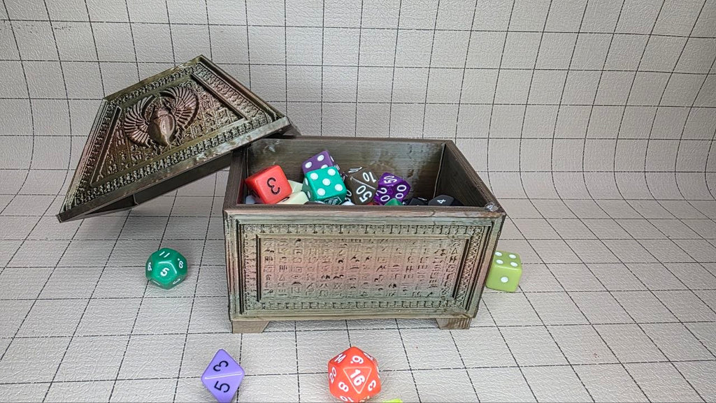 Scarab Relic Box - cards, dice, and minis | Fates End | Fantasy | DnD | RPG | Roleplay Gaming | MTG Magic Card Box | Gamer Gift