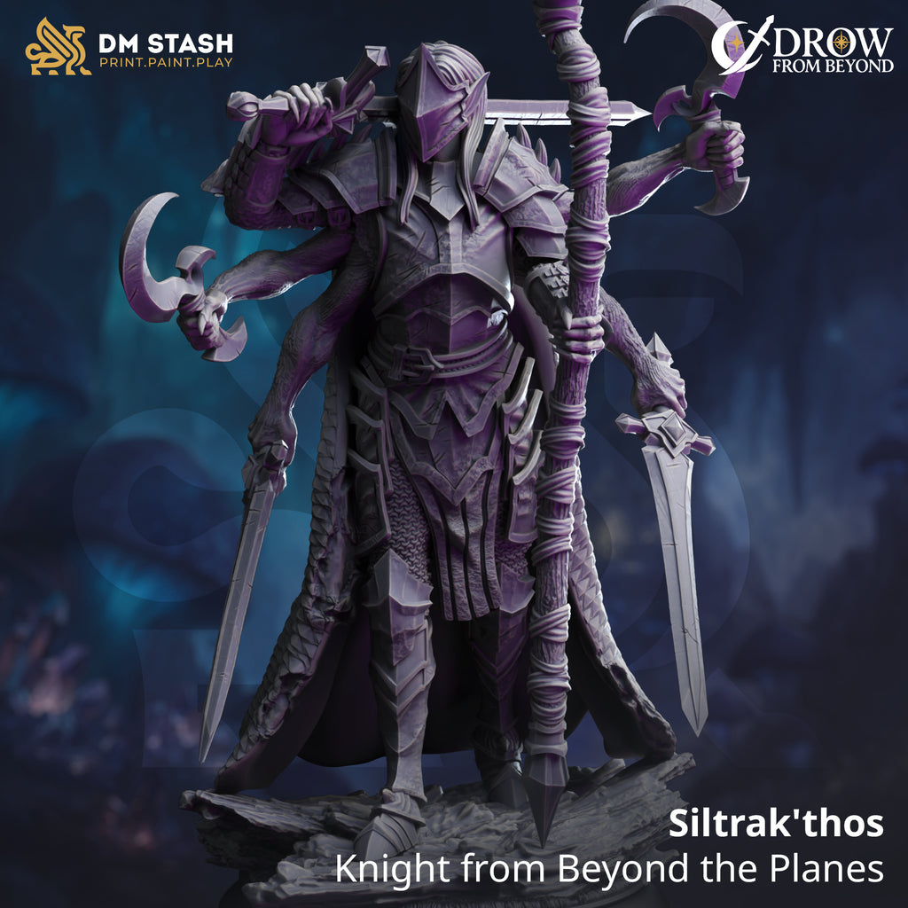 Siltrak'thos - Knight from Beyond the Planes | DM Stash | Drow from Beyond | Fantasy | DnD | RPG | Tabletop | Gaming | Miniatures | Character Model