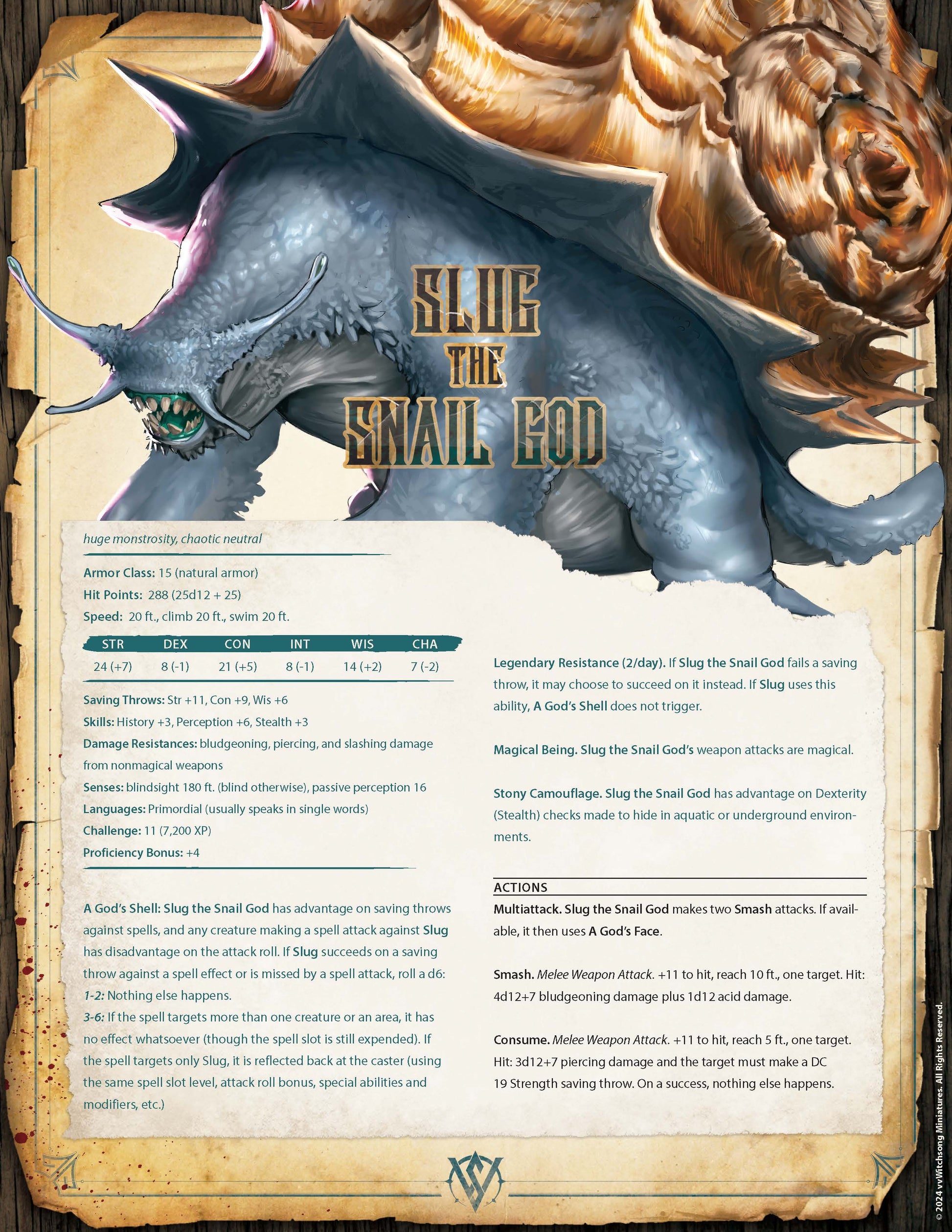 Slug, The Snail God | Witchsong | Flail snail | Fantasy | DnD | RPG | Tabletop | Gaming | Miniatures | Snail Monster | BBEG