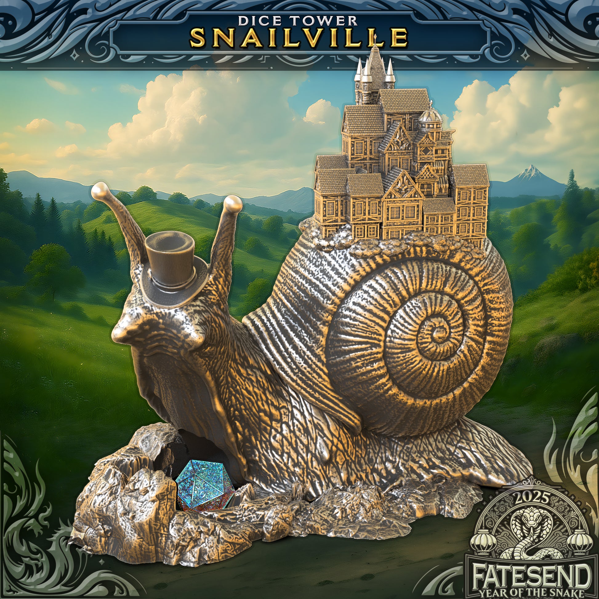 Snailville Dice Tower | Fates End | Fantasy | DnD | RPG | Tabletop | Roleplay Gaming Miniatures | Snail City Dice Roller