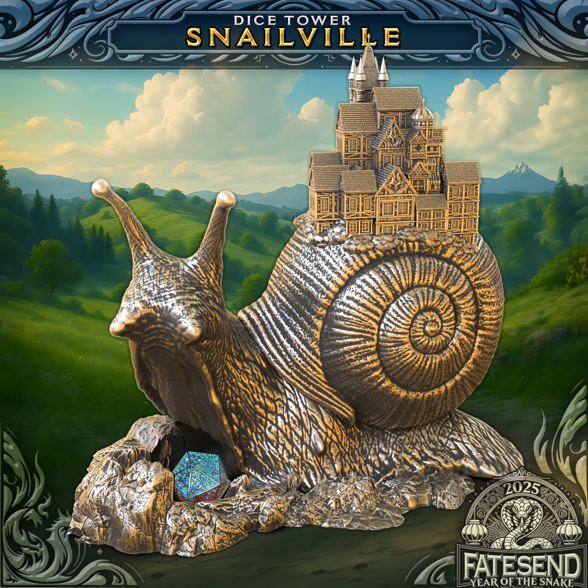 Snailville Dice Tower | Fates End | Fantasy | DnD | RPG | Tabletop | Roleplay Gaming Miniatures | Snail City Dice Roller