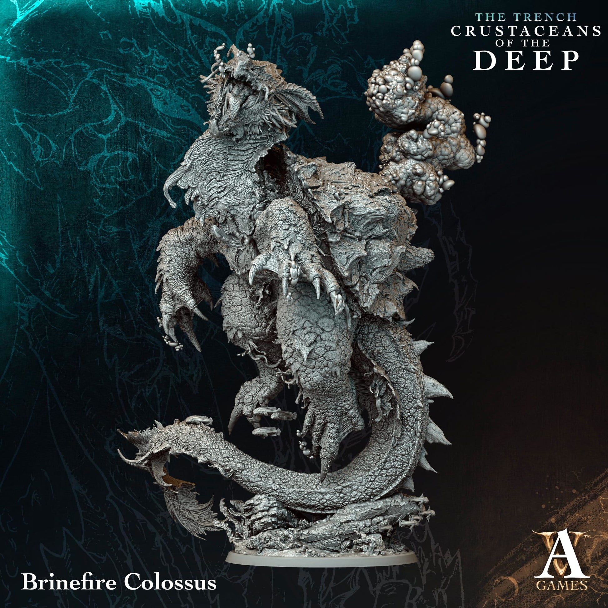 Brinefire Colossus | Archvillain Games | The Trench - Crustaceans of the Deep | RESIN | Fantasy | DnD | RPG | Tabletop | Miniature | BBEG