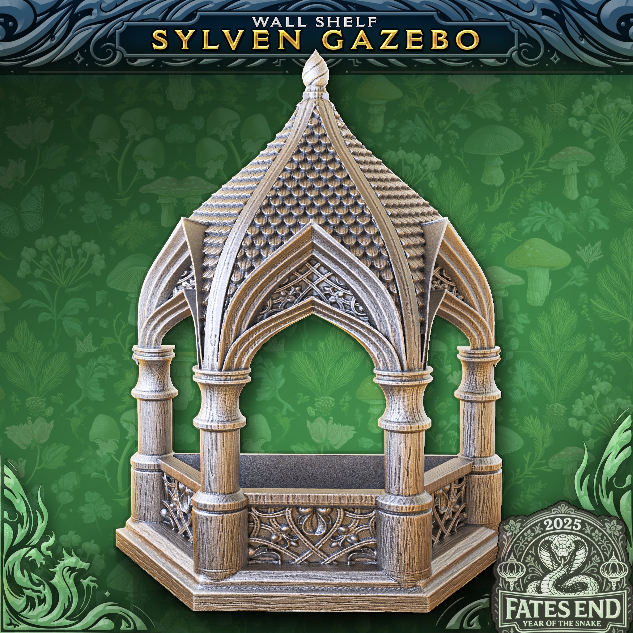 Sylvan Gazebo Wall Shelf | Fates End | Fantasy | Gamer Gift | Wall Mounted | TTRPG Fan | Elven Wall Art
