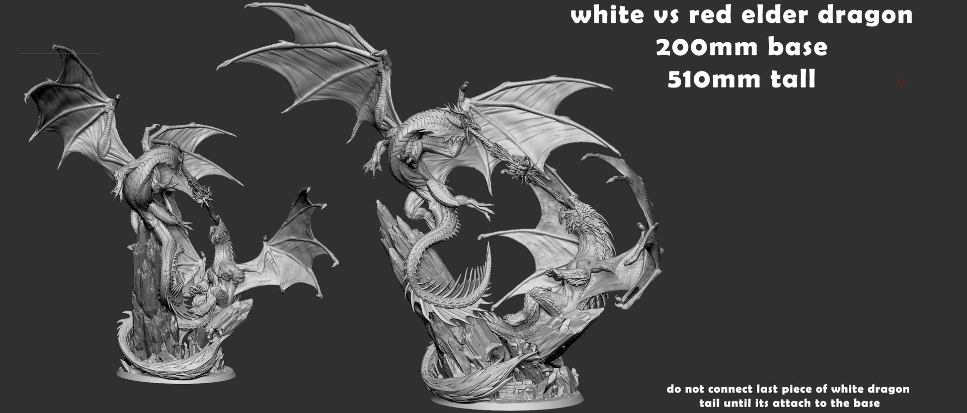 Elder Red Dragon vs Elder White Dragon Fight Diorama | Mini Monster Mayhem | Elder Dragons | RESIN | Fantasy | Horror | Wargaming | RPG | Gaming | Elder Dragon