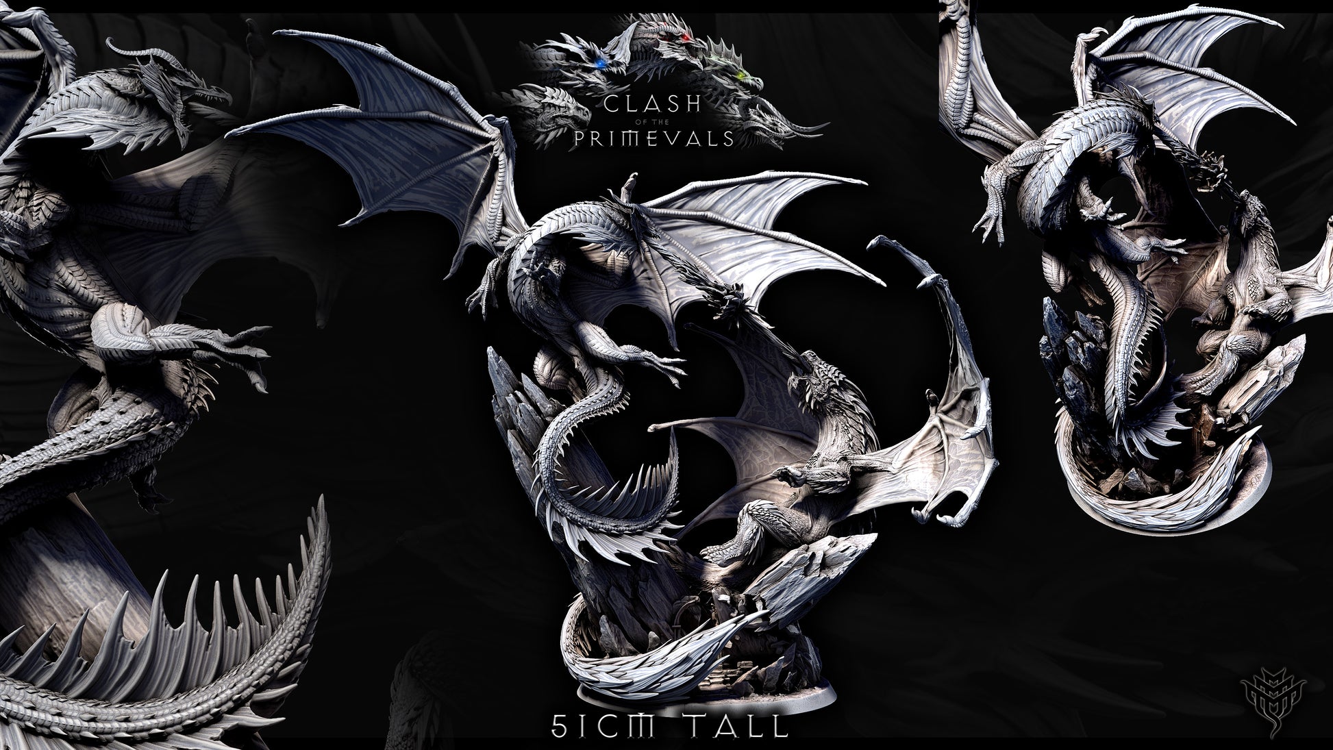 Elder Red Dragon vs Elder White Dragon Fight Diorama | Mini Monster Mayhem | Elder Dragons | RESIN | Fantasy | Horror | Wargaming | RPG | Gaming | Elder Dragon