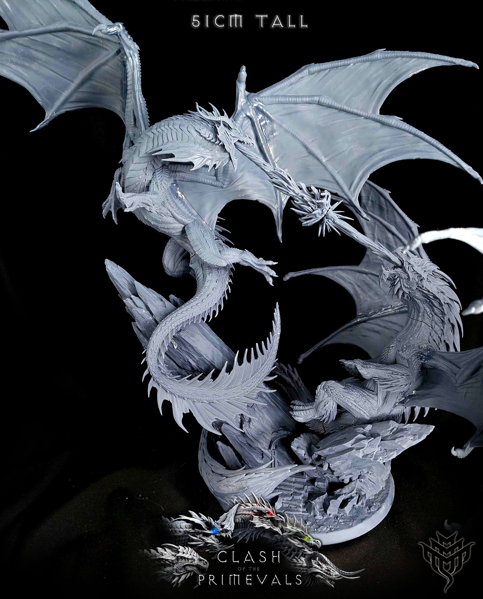 Elder Red Dragon vs Elder White Dragon Fight Diorama | Mini Monster Mayhem | Elder Dragons | RESIN | Fantasy | Horror | Wargaming | RPG | Gaming | Elder Dragon