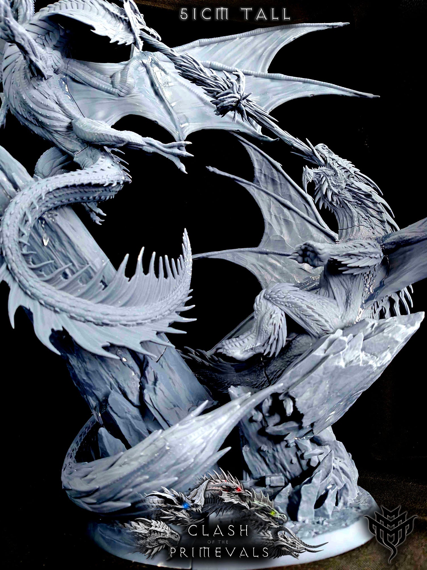 Elder Red Dragon vs Elder White Dragon Fight Diorama | Mini Monster Mayhem | Elder Dragons | RESIN | Fantasy | Horror | Wargaming | RPG | Gaming | Elder Dragon