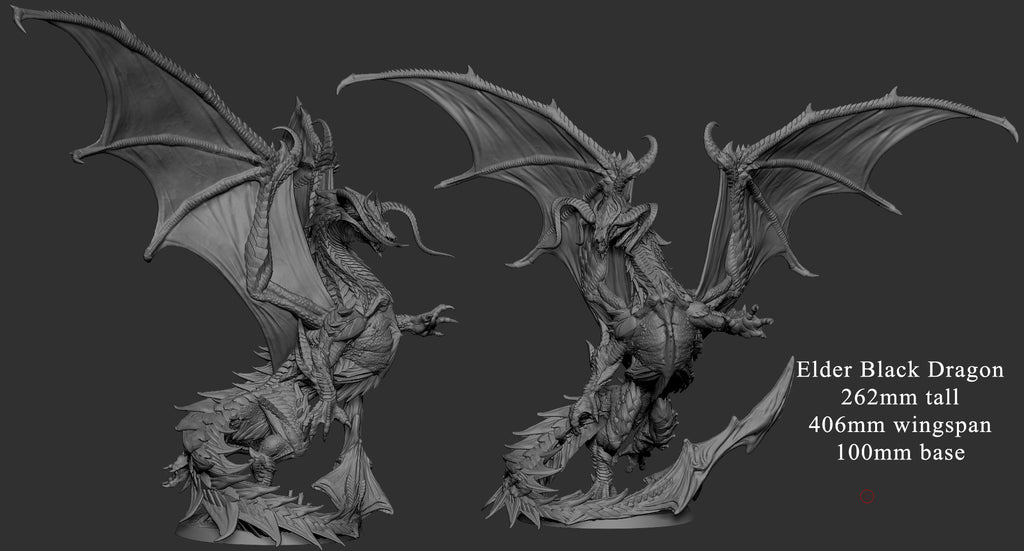 Elder Black Dragon | Mini Monster Mayhem | Elder Dragons | RESIN | Fantasy | Horror | Wargaming | RPG | Gaming | Elder Dragon