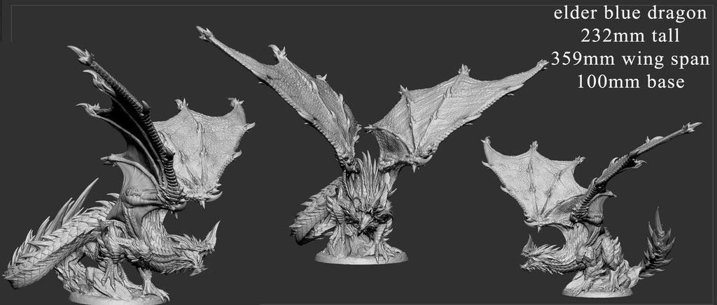 Elder Blue Dragon | Mini Monster Mayhem | Elder Dragons | RESIN | Fantasy | Horror | Wargaming | RPG | Gaming | Elder Dragon