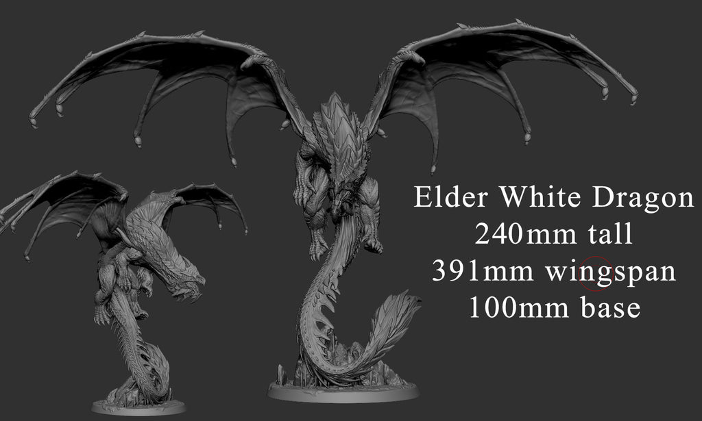 Elder White Dragon | Mini Monster Mayhem | Elder Dragons | RESIN | Fantasy | Horror | Wargaming | RPG | Gaming | Elder Dragon