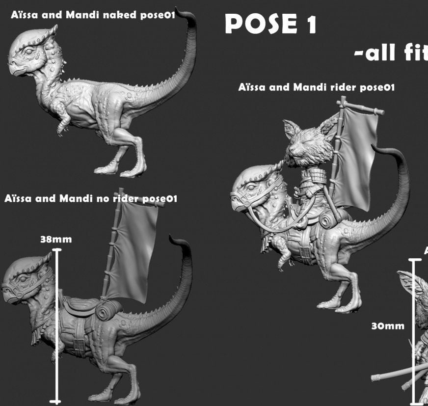 Aissa and Mandi | Mini Monster Mayhem | Legends of the Dino Tamer | RESIN | Fantasy | DnD | RPG | Tabletop Gaming Mini NPC | Monster