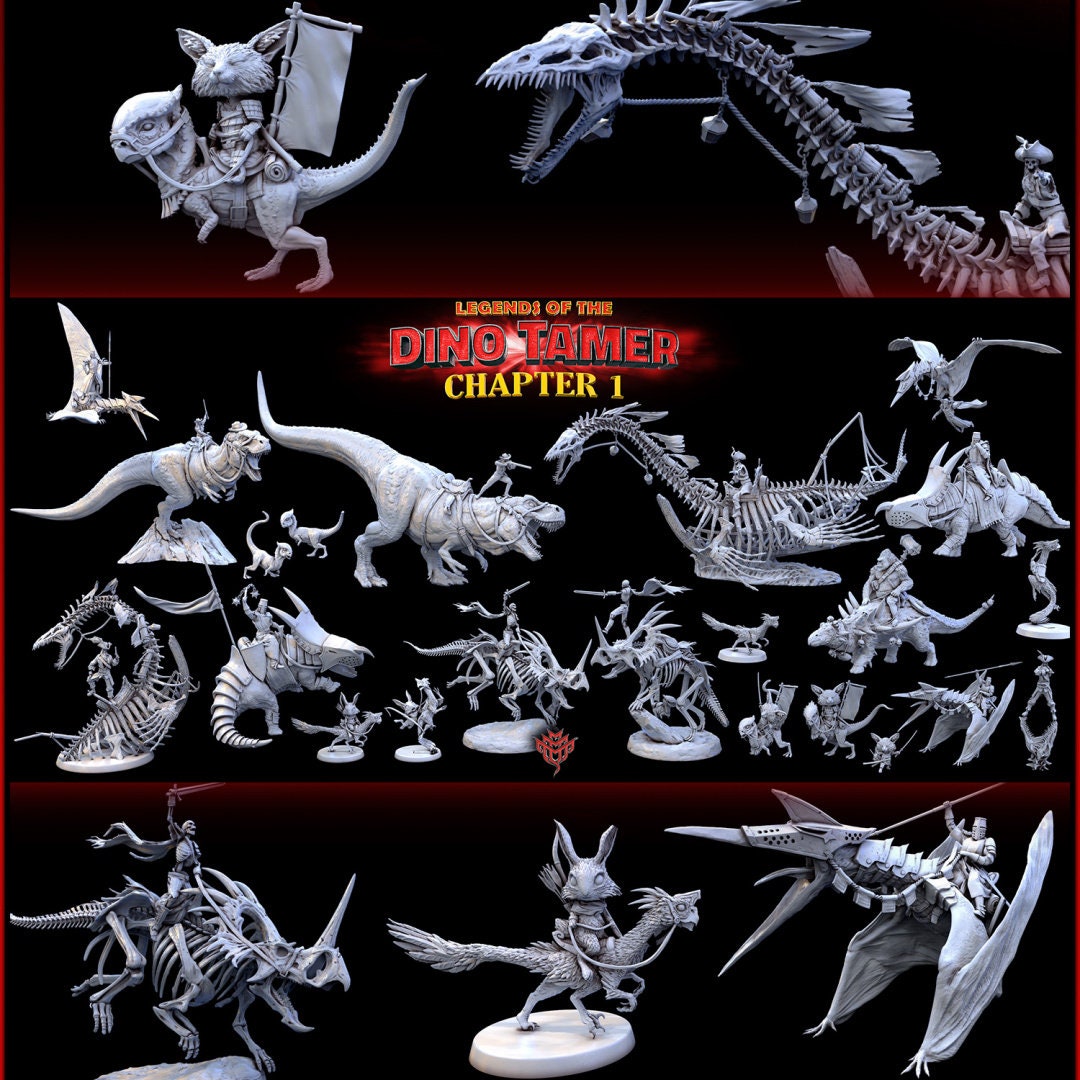 Aissa and Mandi | Mini Monster Mayhem | Legends of the Dino Tamer | RESIN | Fantasy | DnD | RPG | Tabletop Gaming Mini NPC | Monster