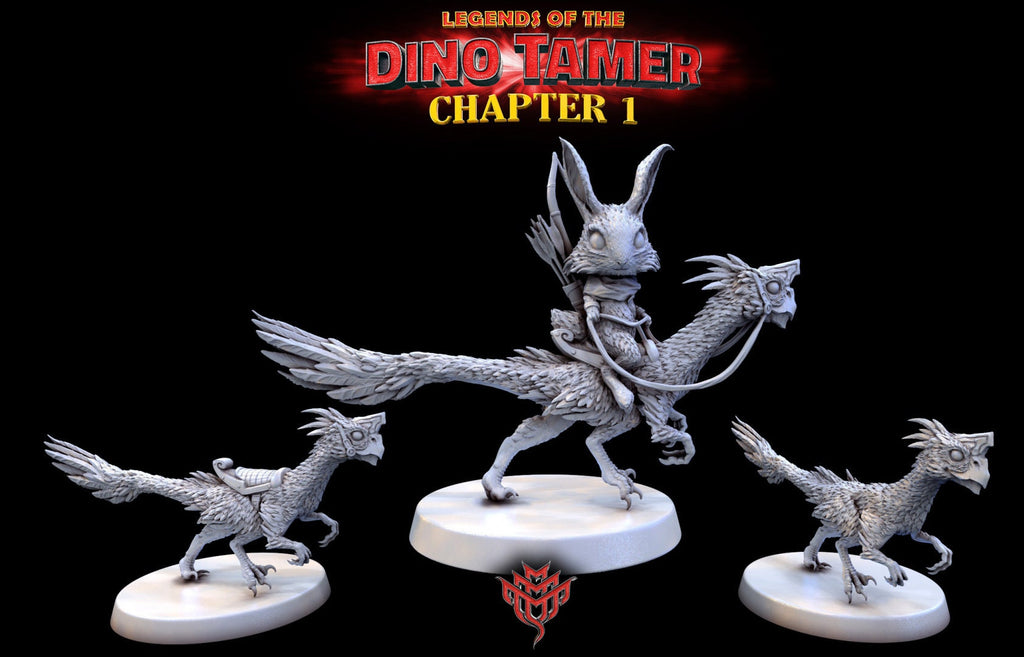 Dani and Hoppy | Mini Monster Mayhem | Legends of the Dino Tamer | RESIN | Fantasy | DnD | RPG | Tabletop Gaming Mini NPC | Monster